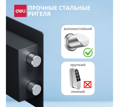 Сейф DELI "AE209" электронный замок, 200x310x200 мм, 5.7 кг, черный