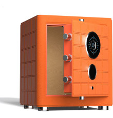 Сейф DELI "AE690-Z" биометрический + электронный замок + ключ, 470х400х360 мм, 38 кг, оранжевый