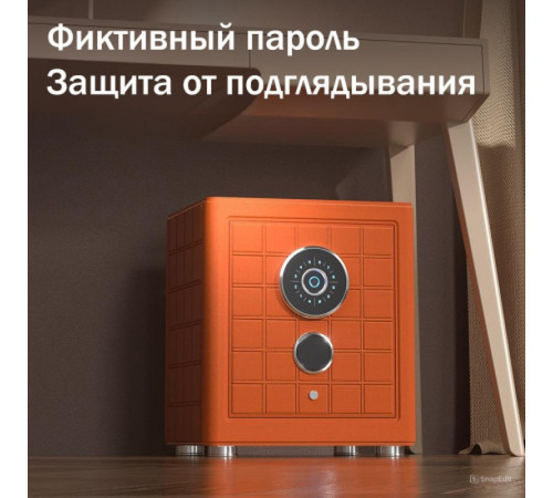 Сейф DELI "AE690-Z" биометрический + электронный замок + ключ, 470х400х360 мм, 38 кг, оранжевый