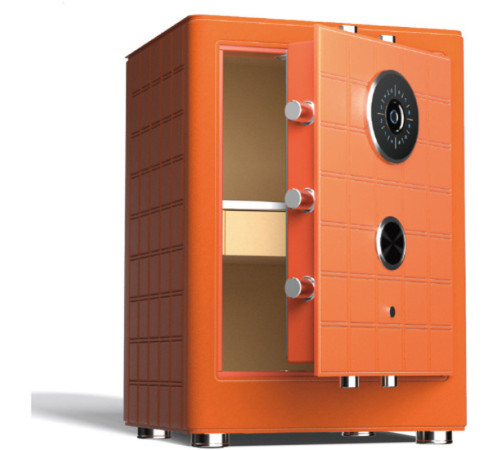 Сейф DELI "AE691-Z" биометрический + электронный замок + ключ, 600х430х400 мм, 52 кг, оранжевый