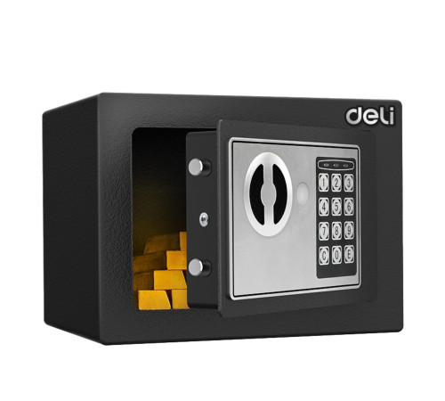 Сейф DELI "ET510" электронный замок + ключ, 170x230x170 мм, 2.82 кг, черный