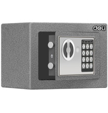 Сейф DELI "ET511" электронный замок + ключ, 170х230х170 мм, 2.82 кг, серый