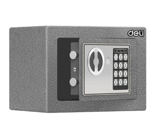 Сейф DELI "ET511" электронный замок + ключ, 170х230х170 мм, 2.82 кг, серый