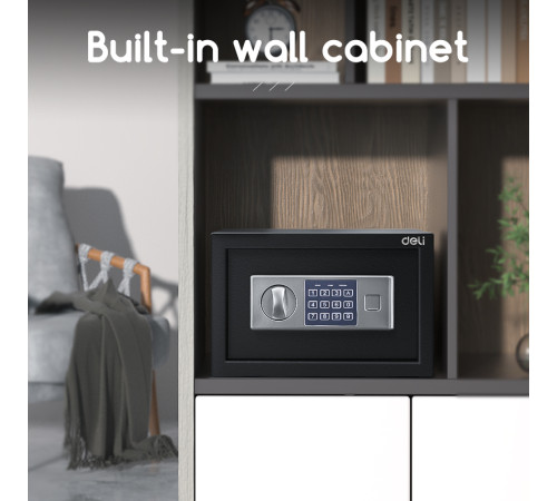 Сейф DELI "ET520" электронный замок + ключ, черный, 200х310х200 мм, 5,5 кг