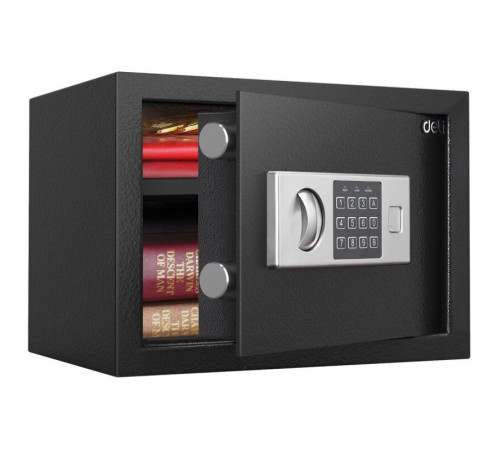 Сейф DELI "ET521" электронный замок + ключ, 250х350х250 мм, 6.7 кг, черный