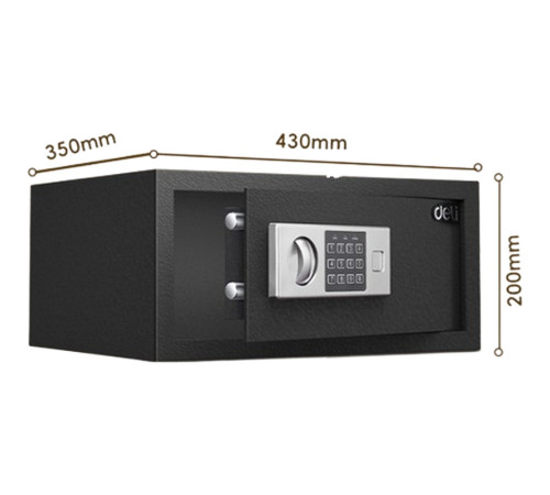 Сейф DELI "ET522" электронный замок + ключ, 350х430х200 мм, 9 кг, черный