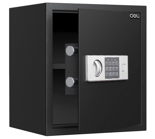 Сейф DELI "ET524" электронный замок + ключ, черный, 400х350х330 мм, 11 кг