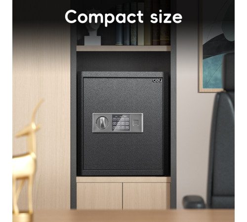 Сейф DELI "ET524" электронный замок + ключ, черный, 400х350х330 мм, 11 кг