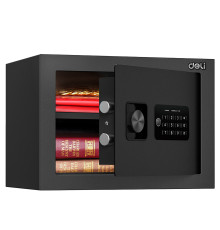 Сейф DELI "ET530" электронный замок + ключ, 250х350х250 мм, 9,7 кг, черный