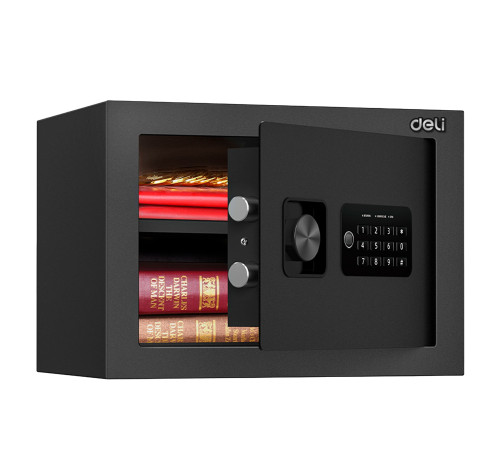 Сейф DELI "ET530" электронный замок + ключ, 250х350х250 мм, 9,7 кг, черный