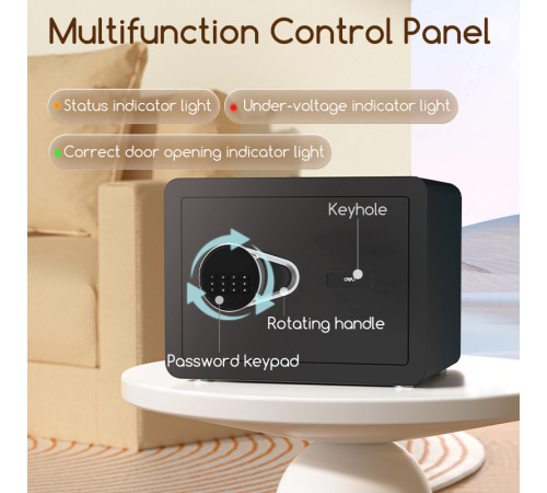 Сейф DELI "ET540" электронный замок + ключ, 250х350х250 мм, 9,5 кг, черный