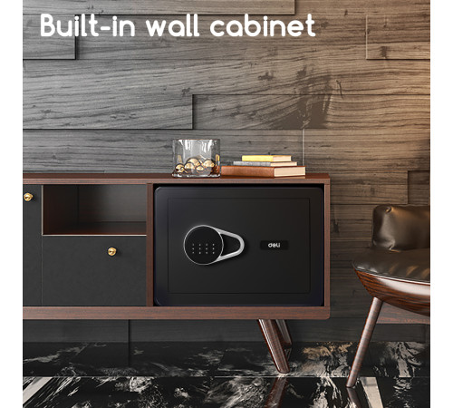 Сейф DELI "ET540" электронный замок + ключ, 250х350х250 мм, 9,5 кг, черный