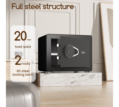 Сейф DELI "ET540" электронный замок + ключ, 250х350х250 мм, 9,5 кг, черный