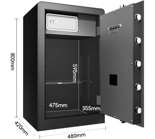 Сейф DELI "ET553" электронный замок + ключ, черный, 800х480х420 мм, 49 кг
