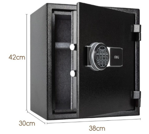 Сейф DELI "ET587" электронный замок, 420х380х300 мм, 22,9 кг, черный