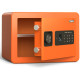 Сейф DELI  "ET590" биометрический + элект. замок + ключ, оранжевый , 250х350х250 мм, 9 кг