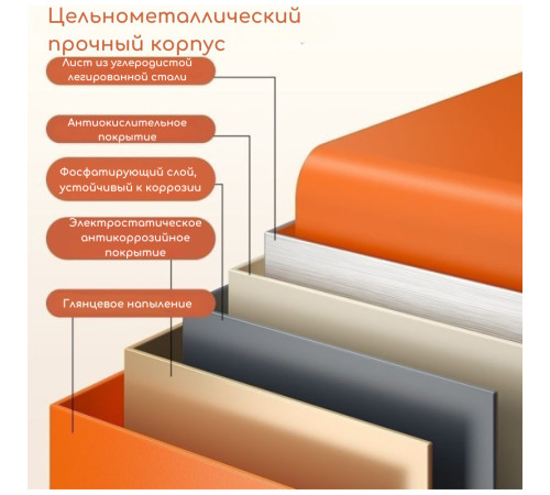 Сейф DELI  "ET590" биометрический + элект. замок + ключ, оранжевый , 250х350х250 мм, 9 кг