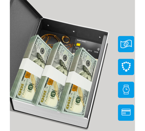 Сейф-книга DELI "ET641" замок ключ, 240х155х55 мм, 0.751 кг, синий