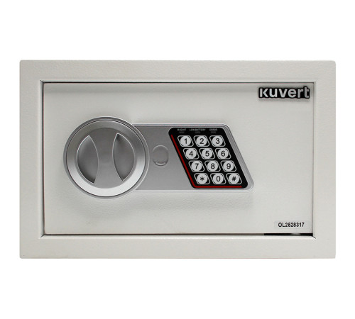 Сейф KUVERT "20ELB" электронный замок + ключ, 310х200х200 мм, 4 кг, белый