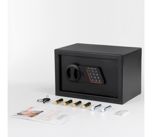 Сейф KUVERT "20ELB" электронный замок + ключ, 310х200х200 мм, 4 кг, черный