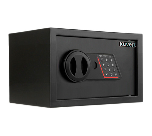Сейф KUVERT "20ELB" электронный замок + ключ, 310х200х200 мм, 4 кг, черный