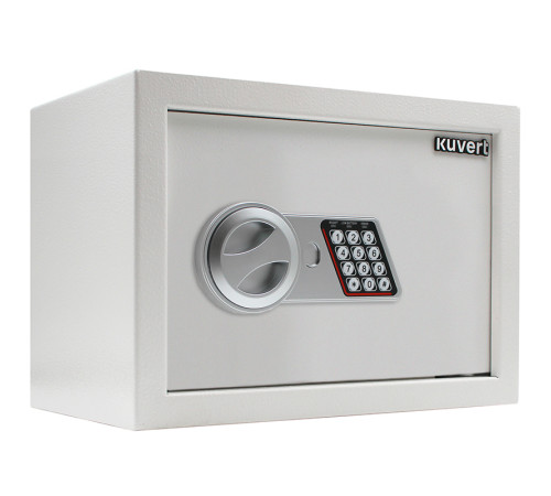 Сейф KUVERT "25ELB" электронный замок + ключ, 350х250х250 мм, 5.5 кг, белый