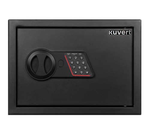 Сейф KUVERT "25ELB" электронный замок + ключ, 350х250х250 мм, 5.5 кг, черный
