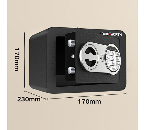 Сейф LockSworth электронный замок + ключ, 170х230х170 мм, 2 кг, черный