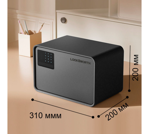 Сейф LockSworth электронный замок + ключ, 200х310х200 мм, 4 кг, черный