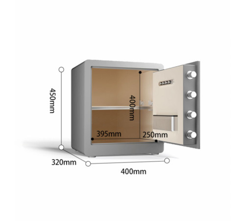 Сейф мебельный DELI "AE101" биометрический + электронный замок, 400х320х450 мм, 26,5 кг, серый