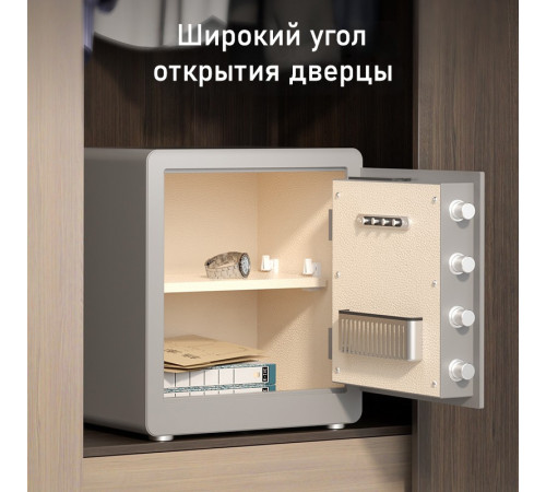 Сейф мебельный DELI "AE101" биометрический + электронный замок, 400х320х450 мм, 26,5 кг, серый