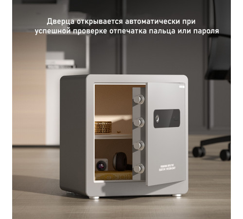 Сейф мебельный DELI "AE101" биометрический + электронный замок, 400х320х450 мм, 26,5 кг, серый