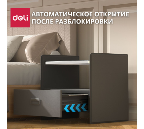 Сейф мебельный DELI "AE300" биометрический + электрон.замок + ключ, 490х520х425 мм, 25.71 кг, белый