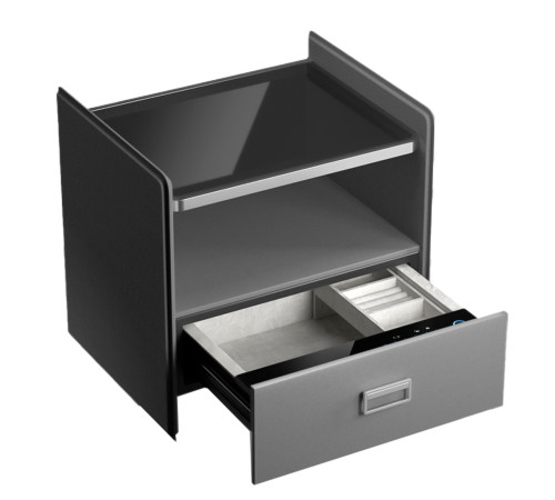 Сейф мебельный DELI "AE300" биометрический + электрон.замок + ключ, 490х520х425 мм, 25.71 кг, серый