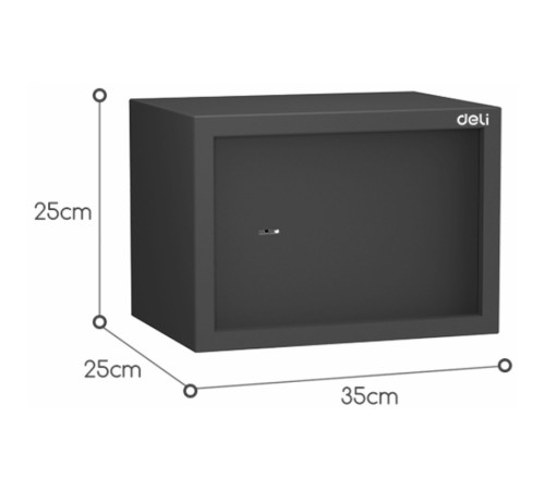 Сейф мебельный DELI "ET562" ключевой замок, 250х350х250 мм, 8.67 кг, черный