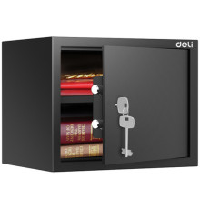 Сейф мебельный DELI "ET563" ключевой замок, 300х380х300 мм, 10,5 кг, черный
