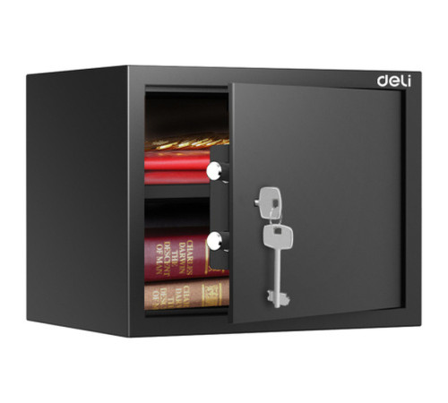 Сейф мебельный DELI "ET563" ключевой замок, 300х380х300 мм, 10,5 кг, черный