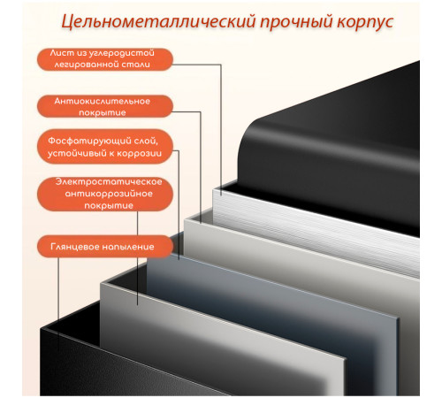 Сейф мебельный DELI "ET591" биометрический + электронный замок+ключ, 250х350х250 мм, 8,6 кг, черный