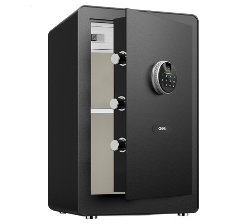 Сейф мебельный DELI "ET632" биометрический + электронный замок+ключ, 600х380х360 мм, 26 кг, черный