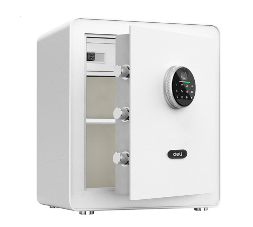 Сейф мебельный DELI "ET634" биометрический + электронный замок+ключ, 450х380х320 мм, 20 кг, белый