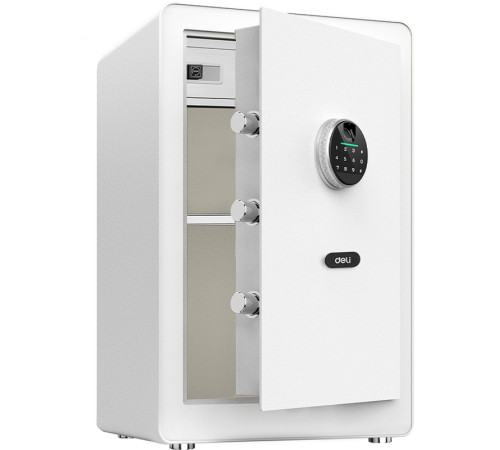 Сейф мебельный DELI "ET635" биометрический + электронный замок+ключ, 600х380х360 мм, 26 кг, белый
