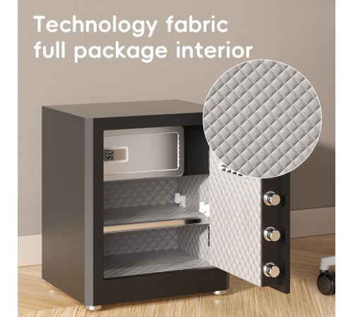 Сейф мебельный DELI "T595" биометрический + электронный замок+ключ, 450х380х320 мм, 19,3 кг, черный