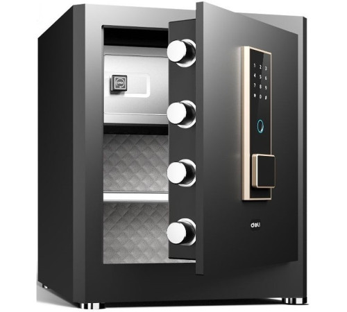 Сейф мебельный DELI "T595" биометрический + электронный замок+ключ, 450х380х320 мм, 19,3 кг, черный