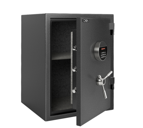 Сейф огнеупорный DELI "ET600" электронный замок + ключ, 500х360х350 мм, 38 кг, серый