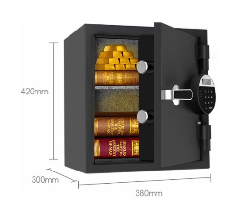 Сейф огнеупорный DELI "T581" электронный замок + ключ, 420х380х300 мм, 26,4 кг, черный