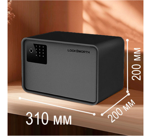 Сейф "LockSworth" биометрический + электронный замок + ключ, 200х310х200 мм, 4 кг, черный