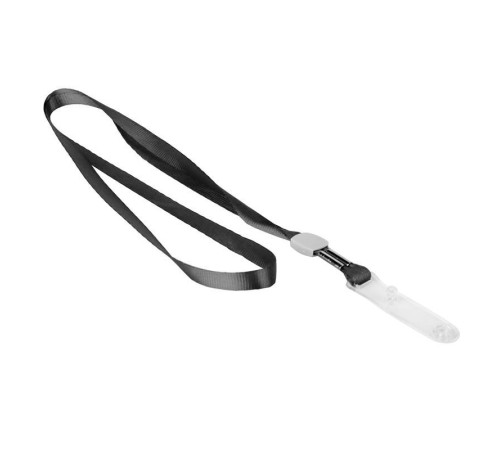 Шнурок для бейджа Deli, зажим на кнопке, длина 48.5 см, черный