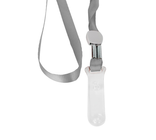 Шнурок для бейджа Deli, зажим на кнопке, длина 48.5 см, серый