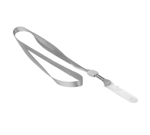 Шнурок для бейджа Deli, зажим на кнопке, длина 48.5 см, серый
