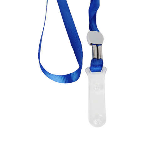 Шнурок для бейджа Deli, зажим на кнопке, длина 48.5 см, синий